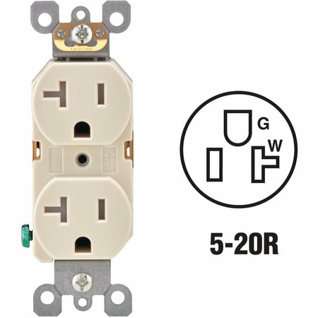 LEVITON 20A Light Almond Tamper Resistant Residential Grade 5-20R Duplex Outlet R56-T5820-0TS